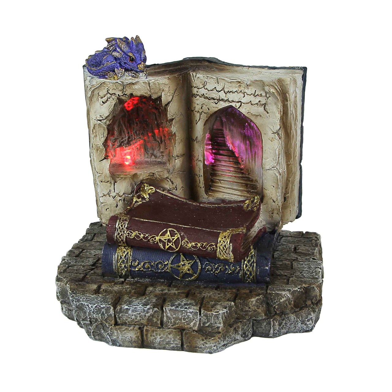 Resin Magic Book LED Sculpture Decorative Accent Light Resting Dragon Figurine